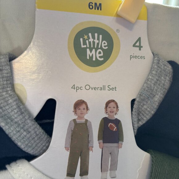 Little Me 4 piece overall set, green football, 6 mos - NWT - Picture 2 of 4